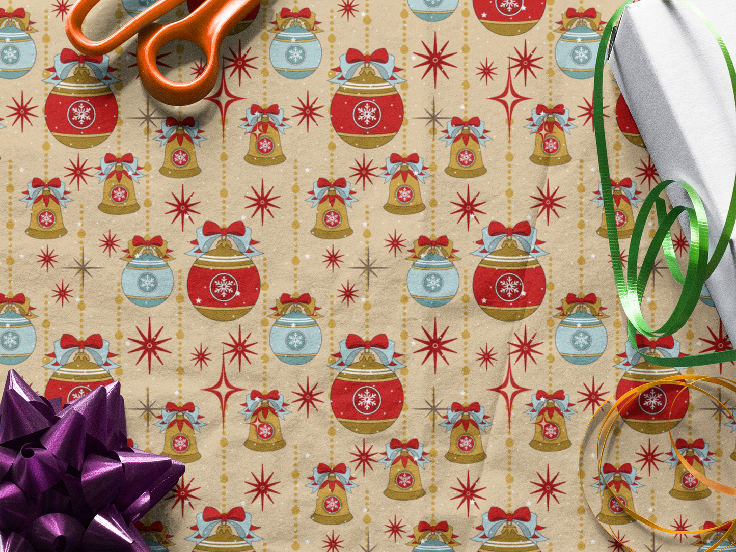 Retro Christmas 70s Wrapping Paper