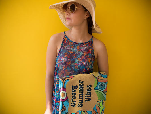 Flower Beach Towel Floral Gift for Her Retro Summer Towel Beach Lover Gift Pool Towel Summer Vacation Towel Large Beach Towel