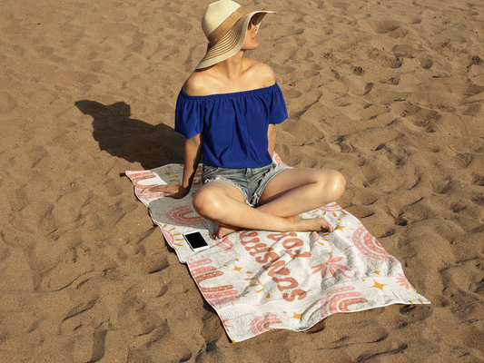 Boho Beach Towel Gift for Her Rainbow Towel Pastel Summer Towel Beach Lover Gift Pool Towel Summer Vacation Towel Large Beach Towel