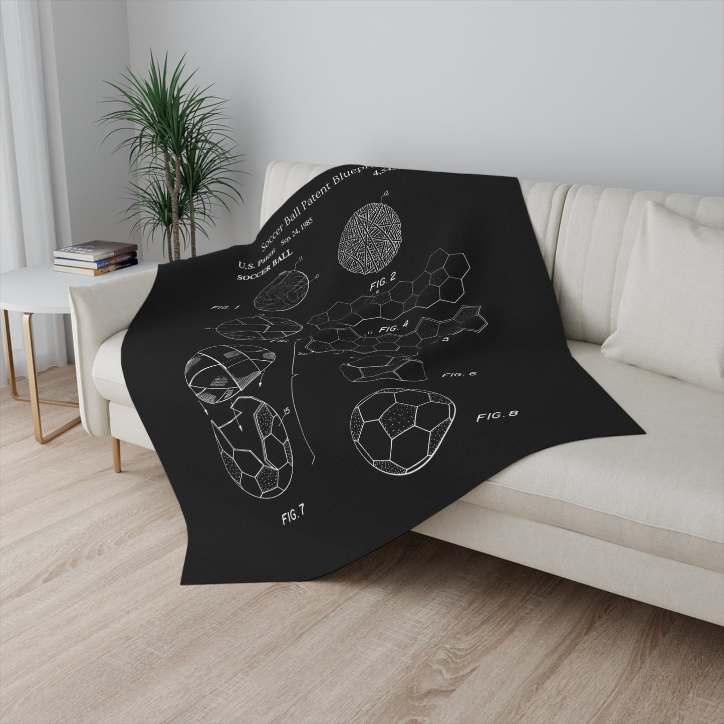 Soccer Ball Patent Blueprint Blanket Soccer Player Gift