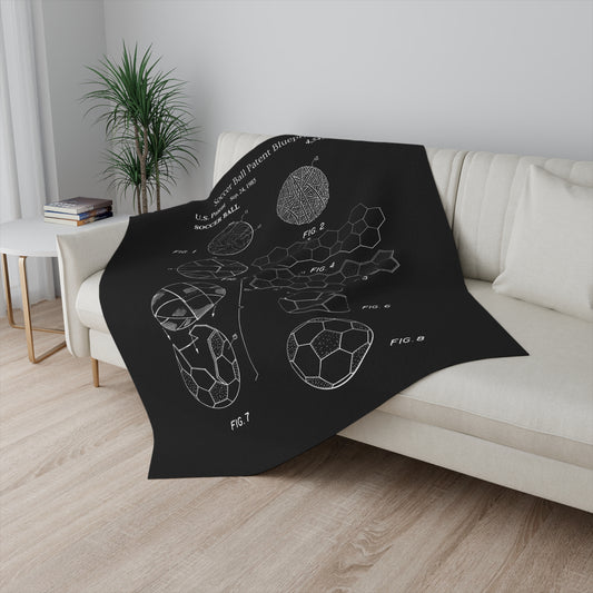Soccer Ball Patent Blueprint Blanket Soccer Player Gift