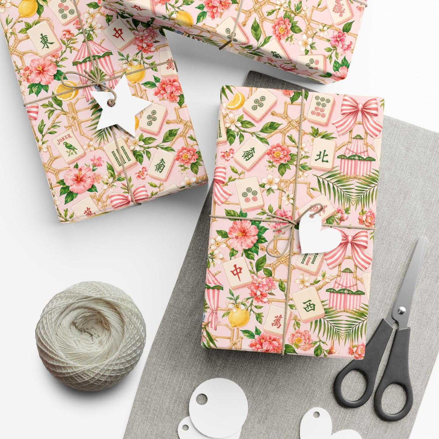 Pink Mahjong Wrapping Paper