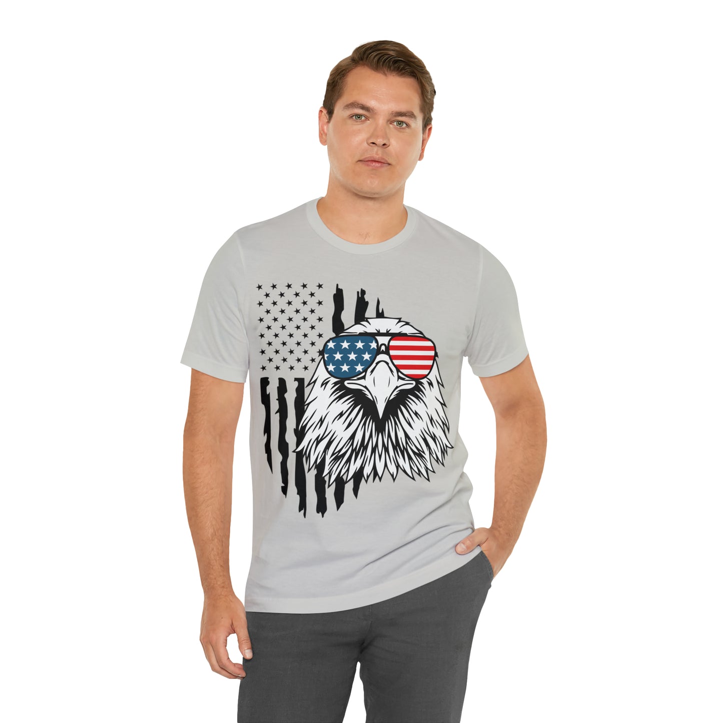 Men’s Patriotic Shirt Fourth of July TShirt Witty American Flag Shirt Patriotic Eagle With Sunglasses July 4th Gift for Him Independence Day