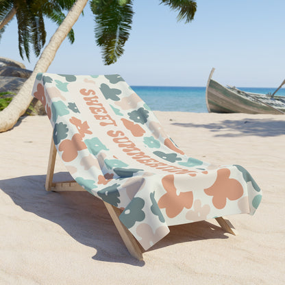 Flower Beach Towel Floral Gift for Her Pastel Summer Towel Beach Lover Gift Pool Towel Summer Vacation Towel Large Beach Towel