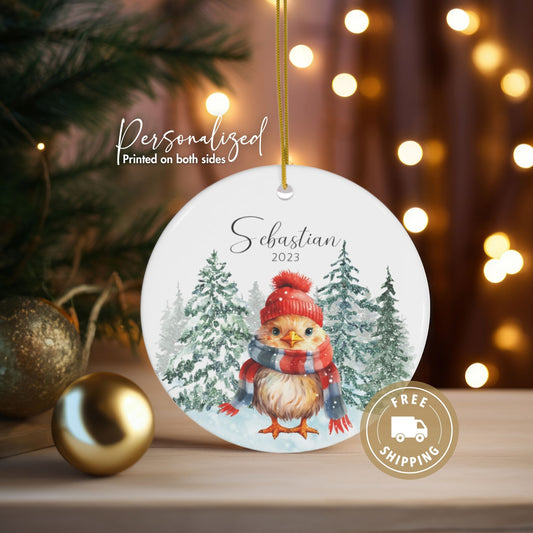 Personalized Chicken Christmas Ornament Custom Name Ornament