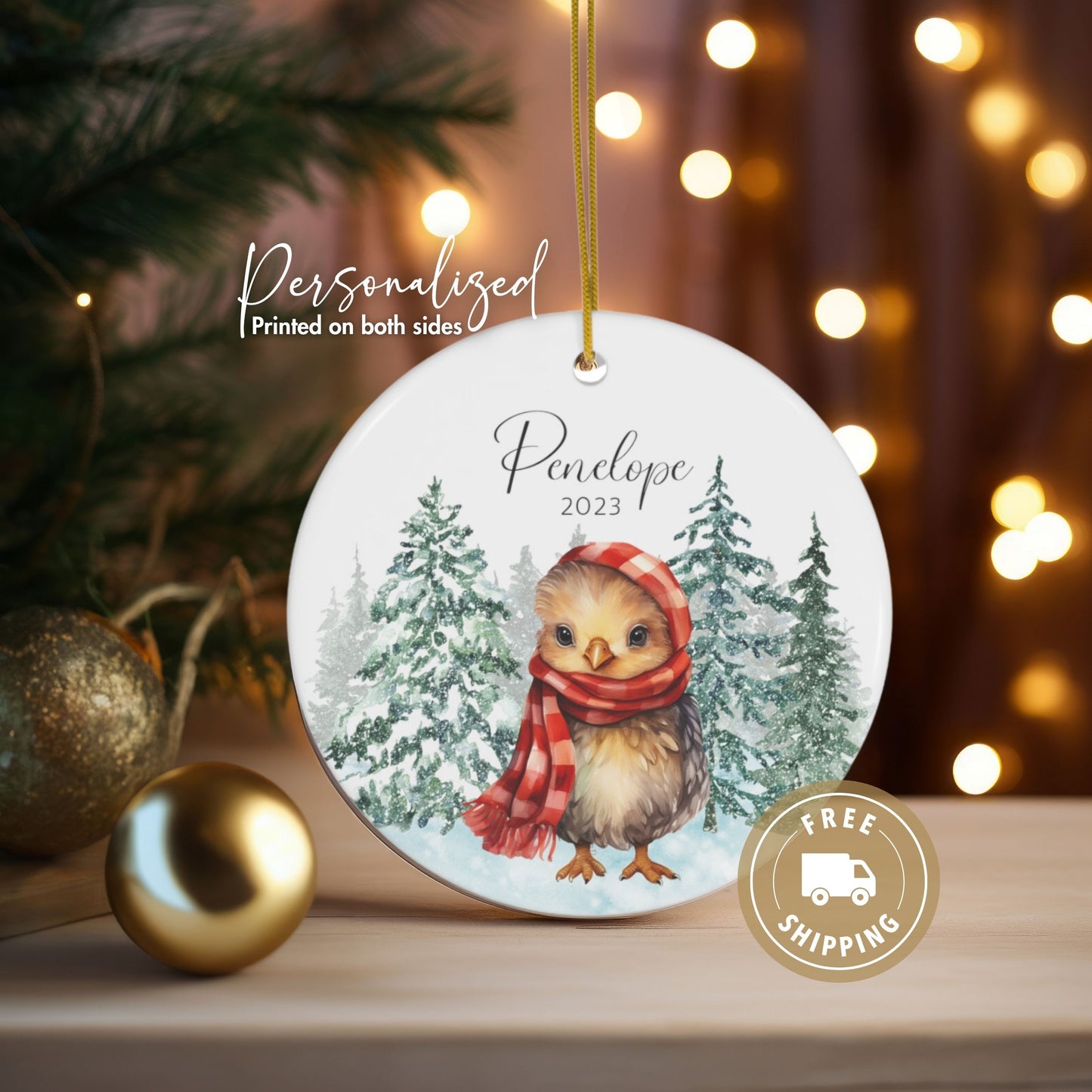 Personalized Christmas Chicken Ornament Custom Chicken Gifts