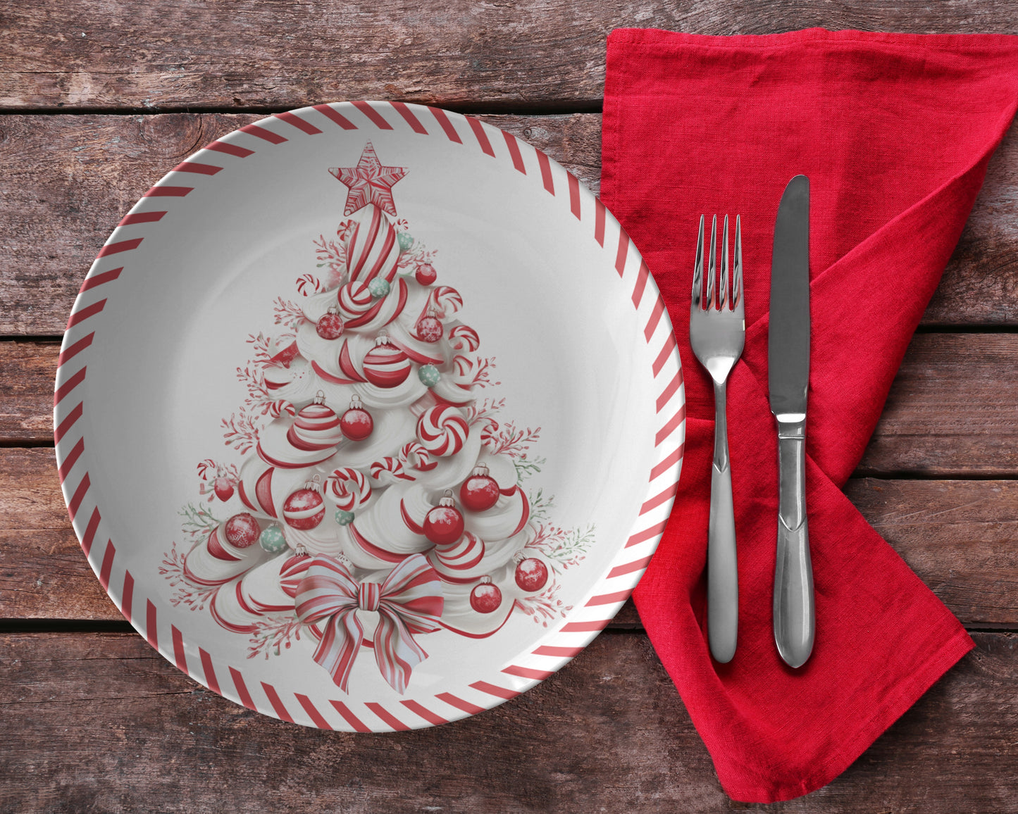 Candy Cane Christmas Tree Plate