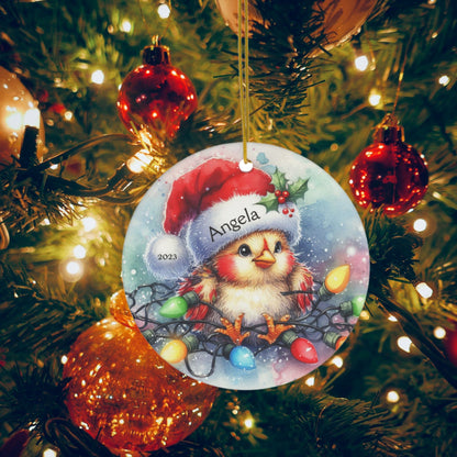 Personalized Christmas Chicken Ornament