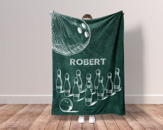 Personalized Bowling Gift Custom Name Blanket