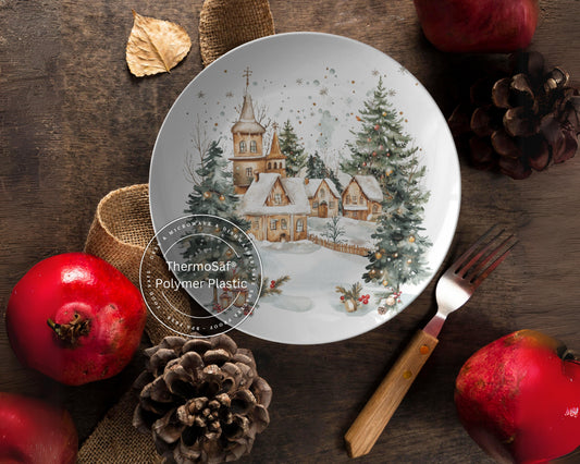 Small Town Christmas Holiday Dinner Plate Set