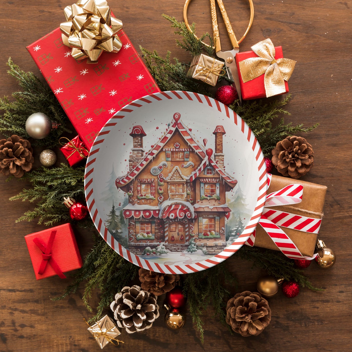 Thermosaf Polymer Plastic Gingerbread House Christmas Plate