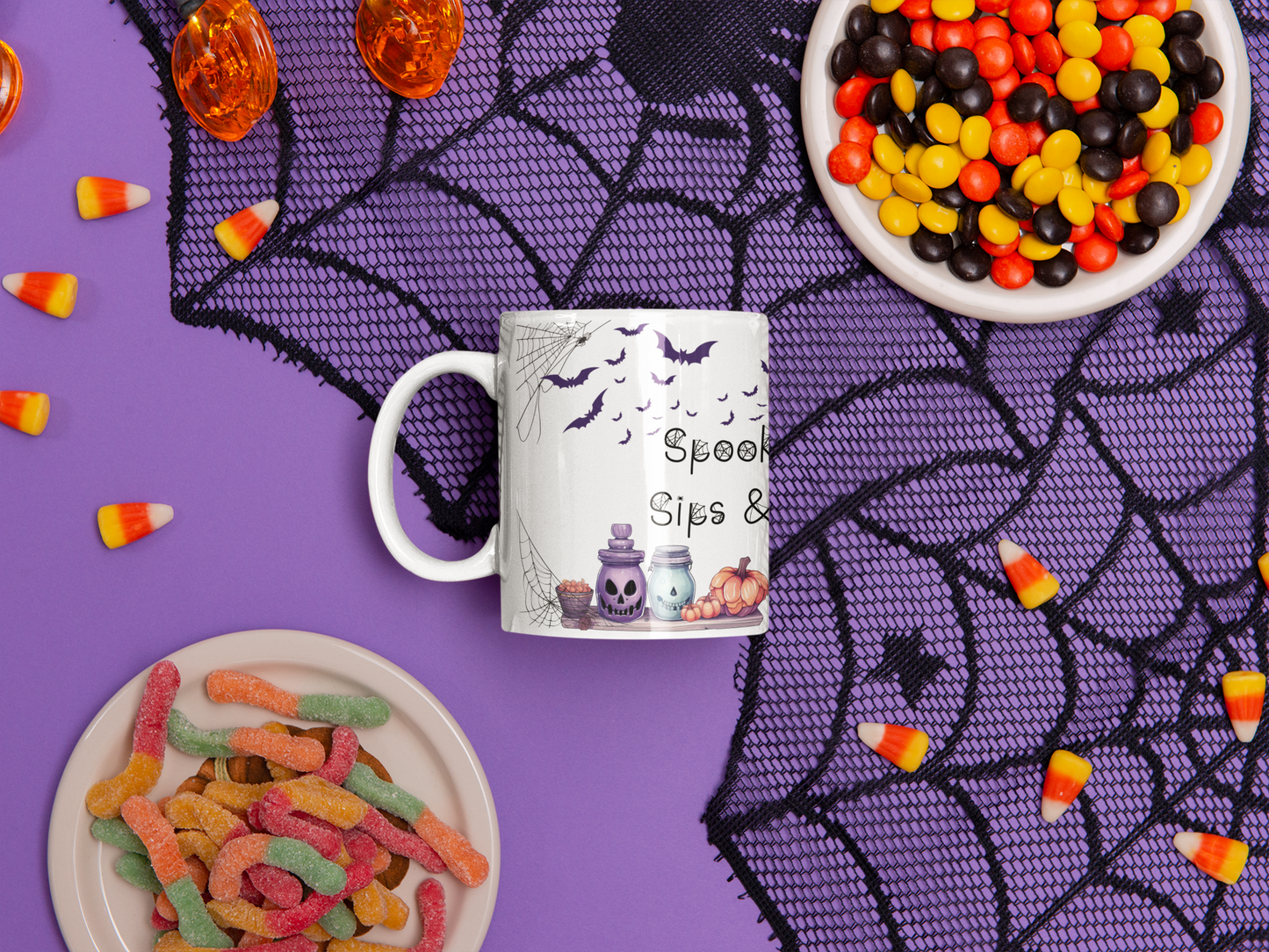 Retro Halloween Coffee Mug Spooky Season Mug Witchy Mug Halloween Cauldron Mug Halloween Spider Web Mug Retro Pumpkin Mug Halloween Kitchen