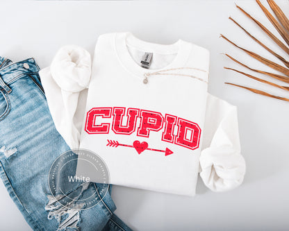 Cupid Valentine Shirt Retro Romantic Womens Crewneck Sweatshirt