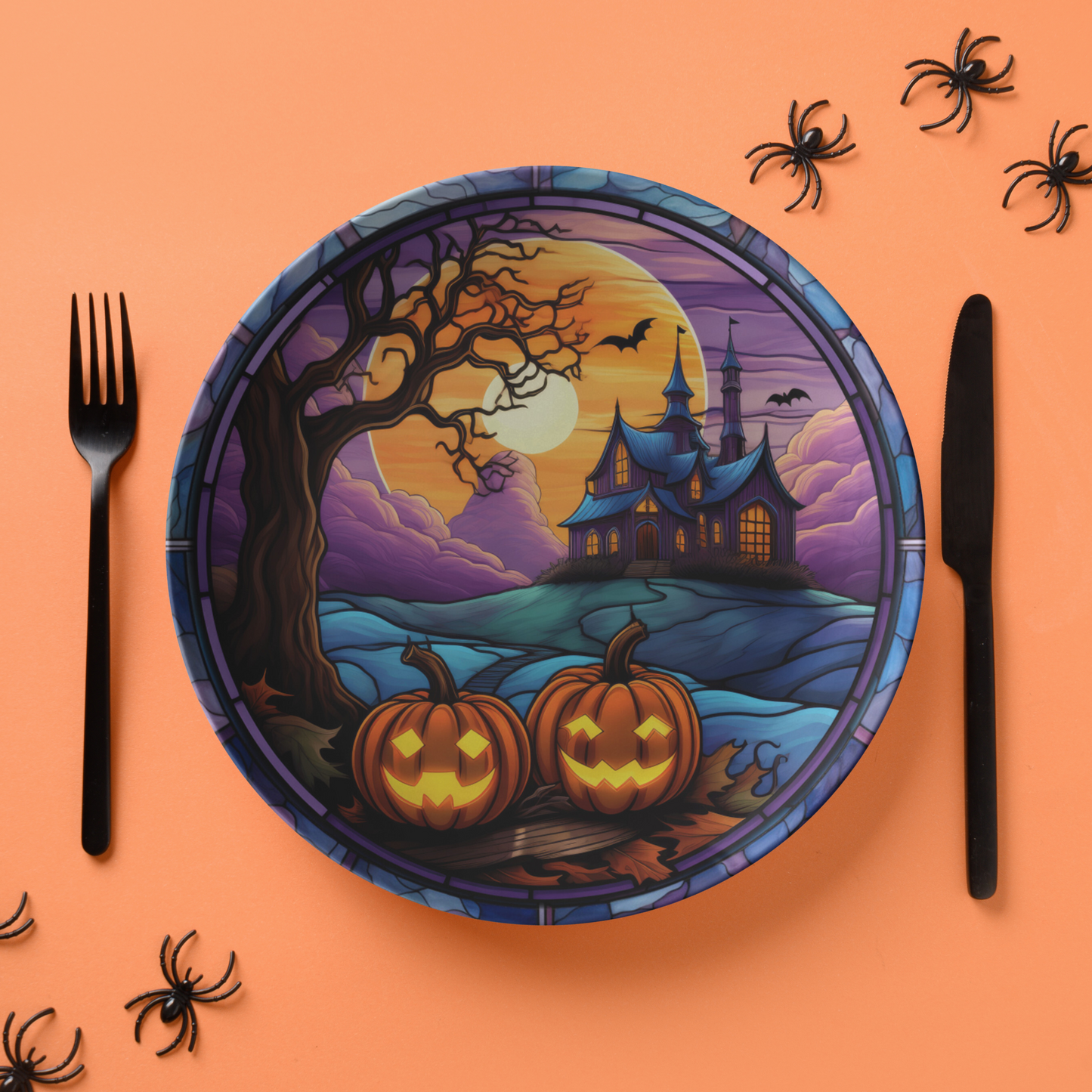 Haunted Mansion Thermosaf Polymer Plastic Halloween Plates Haunted House Dinnerware