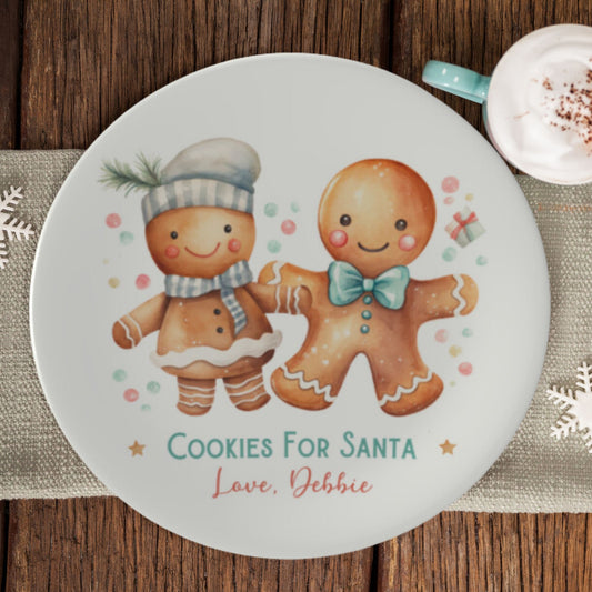 Bone China Personalized Gingerbread Man Santa Cookie Plate