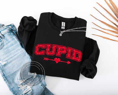 Cupid Valentine Shirt Retro Romantic Womens Crewneck Sweatshirt