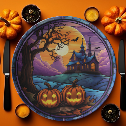 Haunted Mansion Thermosaf Polymer Plastic Halloween Plates Haunted House Dinnerware