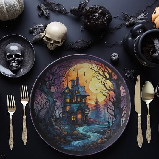 Thermosaf Polymer Plastic Haunted Mansion Halloween Plates Haunted House Decor