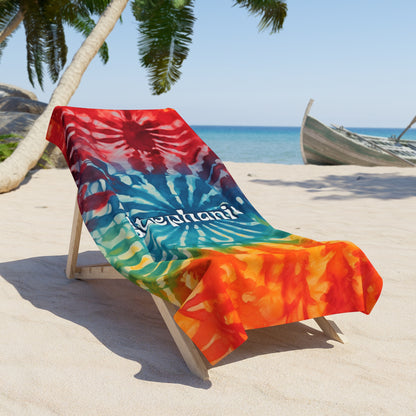 Personalized Retro Tie Dye Beach Towel