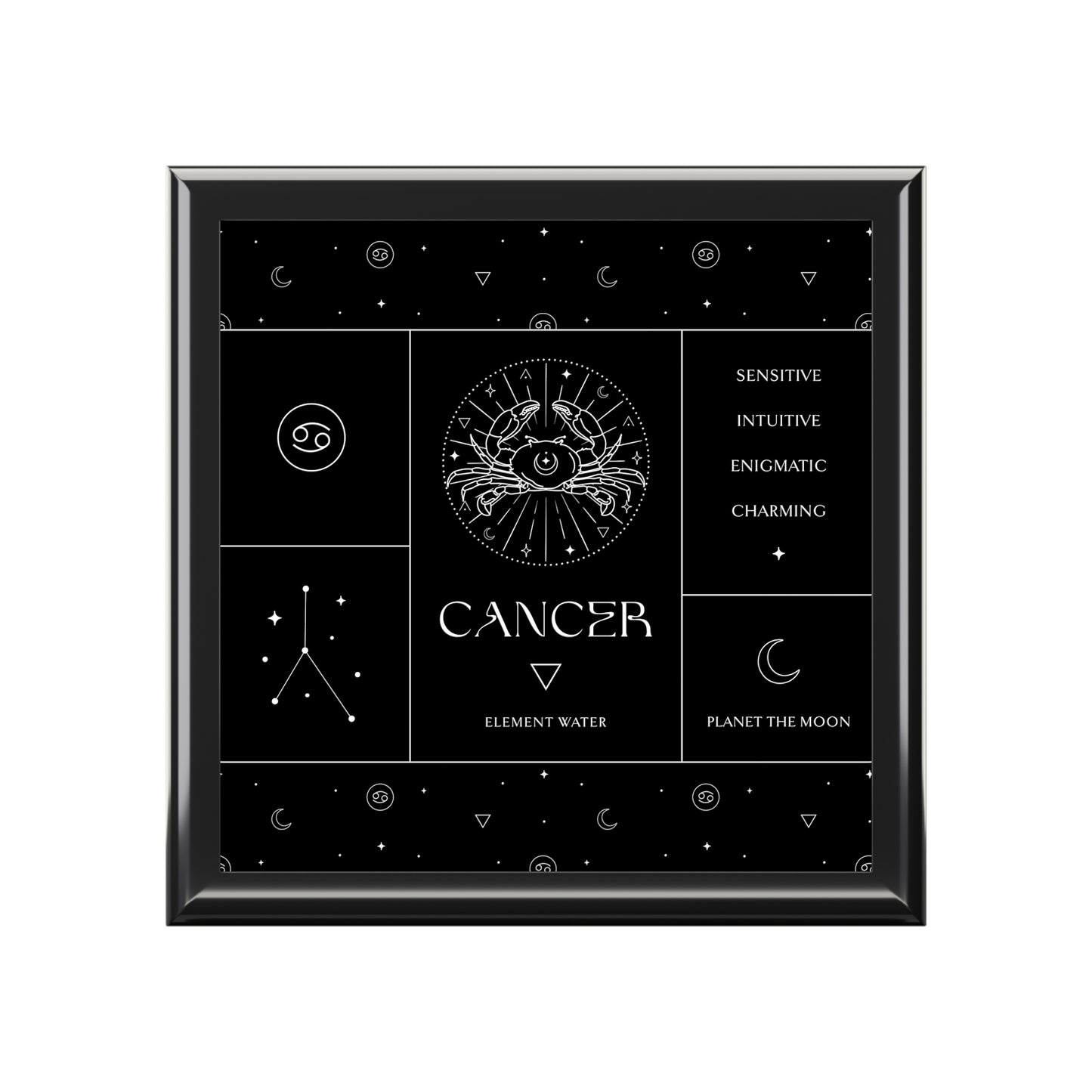 Cancer Jewelry Organizer Keepsake Box, Jewelry Box Zodiac Sign Gift Valet Box Astrology Gift Treasure Box Unique Jewelry Box Horoscope Gifts