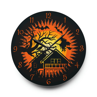 Creepy Halloween Hanging Decor Round Acrylic Wall Clock Halloween Horror Decor Scary Halloween Home Decor Creepy Halloween Party Decorations