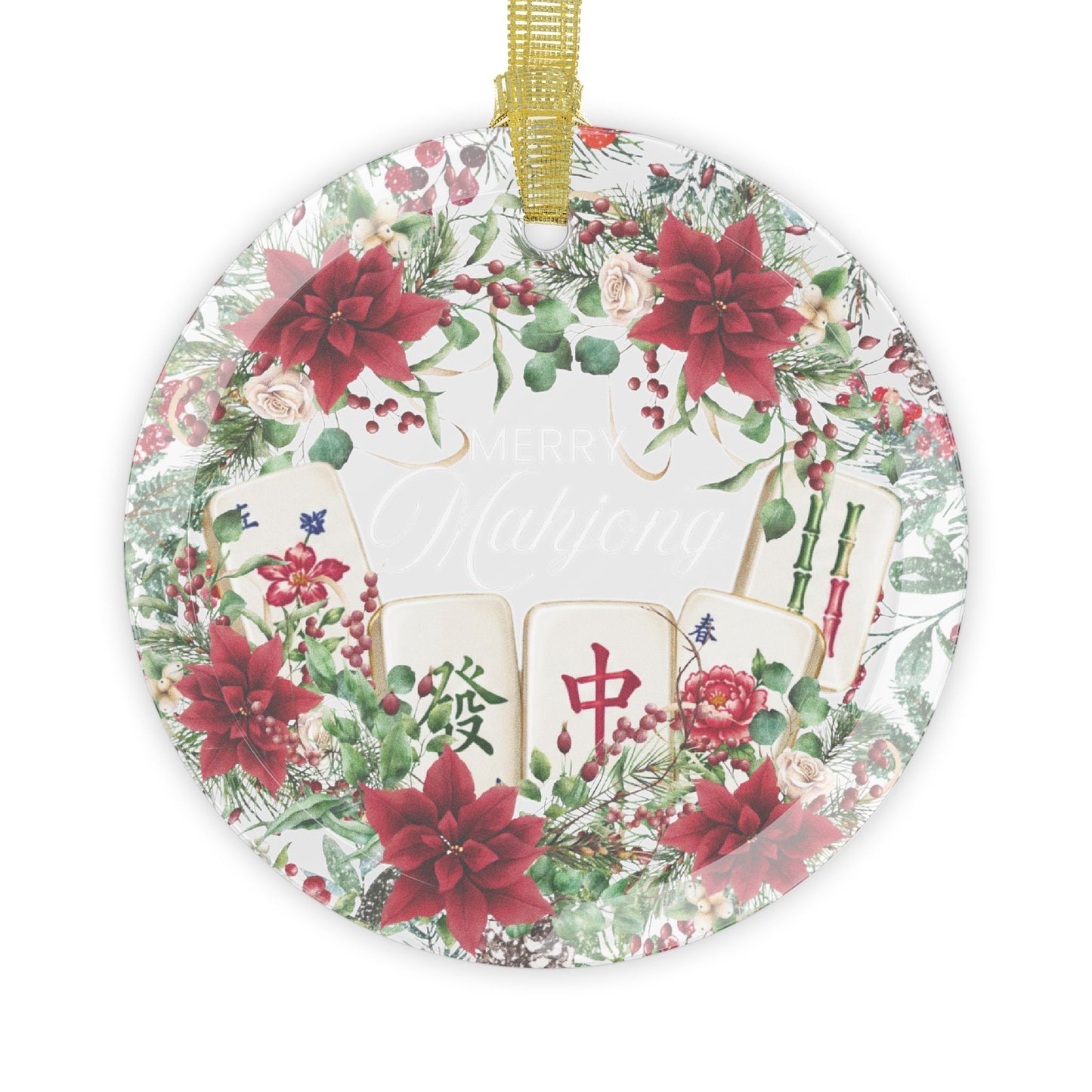 Merry Mahjong Glass Ornament