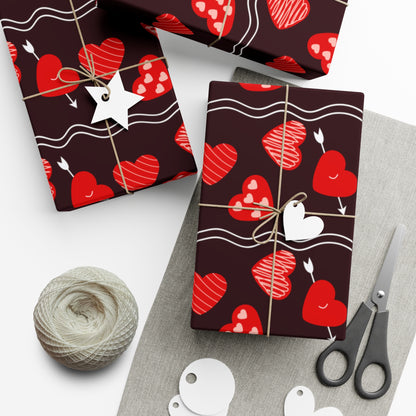 Red Hearts Valentines Day Wrapping Paper