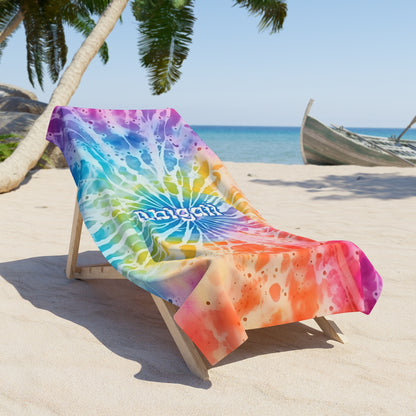 Personalized Retro Tie Dye Summer Beach Towel