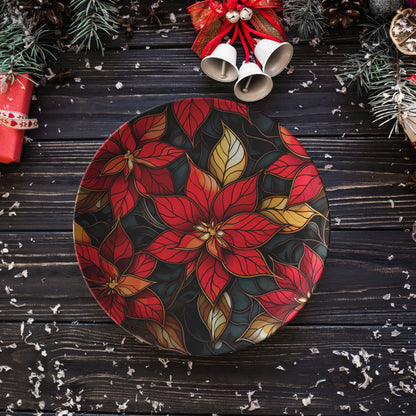 Thermosaf Polymer Plastic Christmas Poinsettia Plate