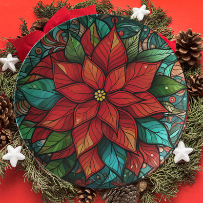 Thermosaf Polymer Plastic Christmas Poinsettia Plate