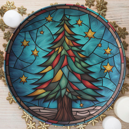 Thermosaf Polymer Plastic Christmas Tree Dinner Plate