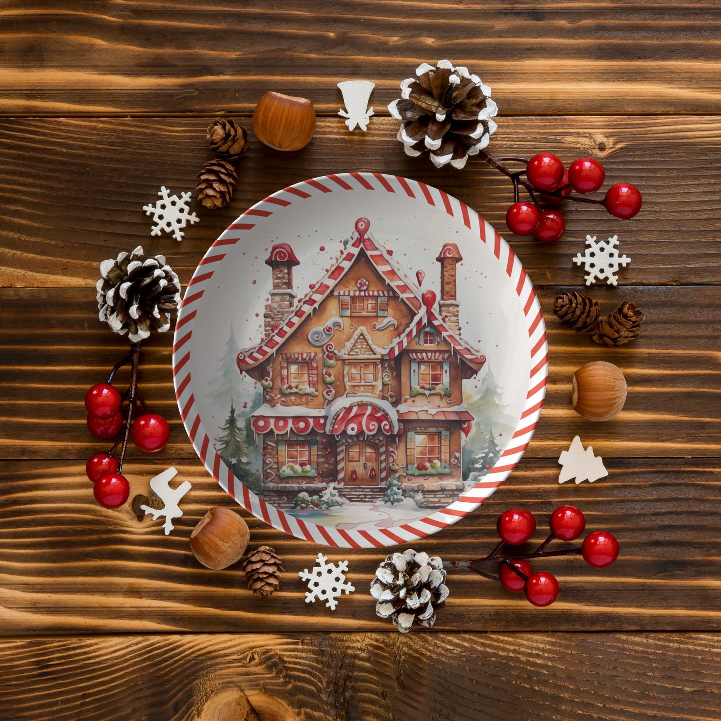 Thermosaf Polymer Plastic Gingerbread House Christmas Plate