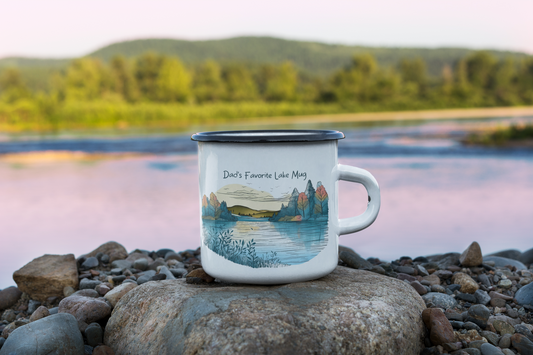 Dad Lake Mug Enamel Camping Mug 12 oz Coffee Mug Father Day Gift for Him Boat Mug Camp Cup for the Lake