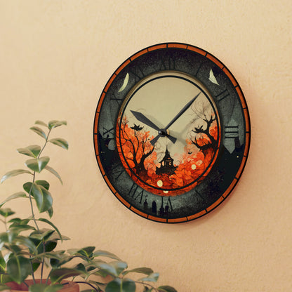 Spooky Halloween Hanging Wall Clock Haunted House Décor, Unique Wall Clock Halloween Gift Ideas Scary Halloween Home Decor