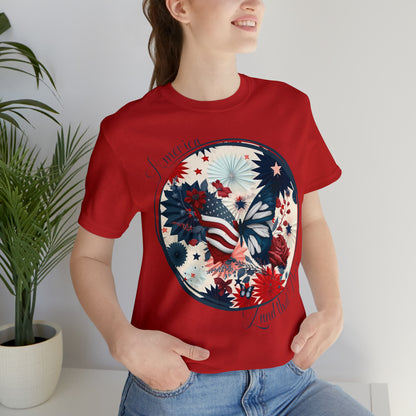 Women’s Patriotic Shirt I Love America Shirt Floral Butterfly Fourth of July Shirt Inspiring Tshirt for Independence Day Top Freedom Shirt