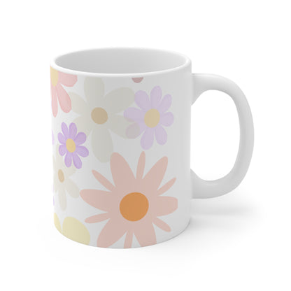 Joyful Blooms Flower Mug Floral Coffee Mug Gift for Her Pastel Mug Mimi Gift from Grandkids Grammy Gift Flowery Ceramic Mug 11oz