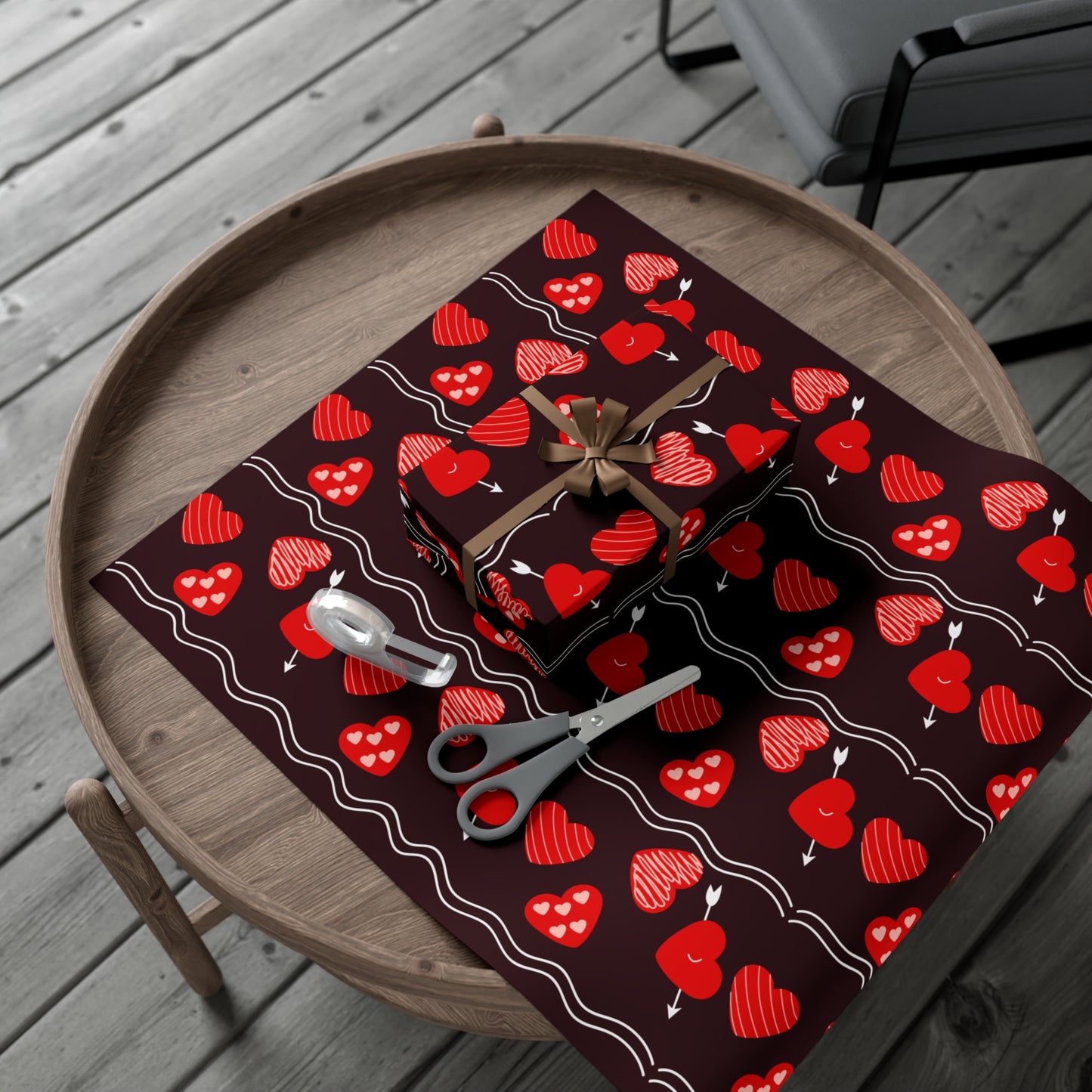 Red Hearts Valentines Day Wrapping Paper