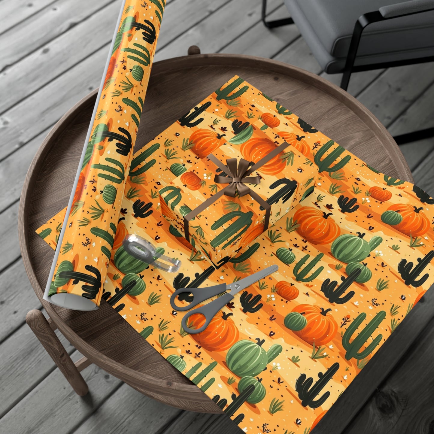 Western Wrapping Paper Roll Cactus Gift Wrap 6 Foot Roll Gift Wrapping Paper Halloween Pumpkin Wrapping Paper