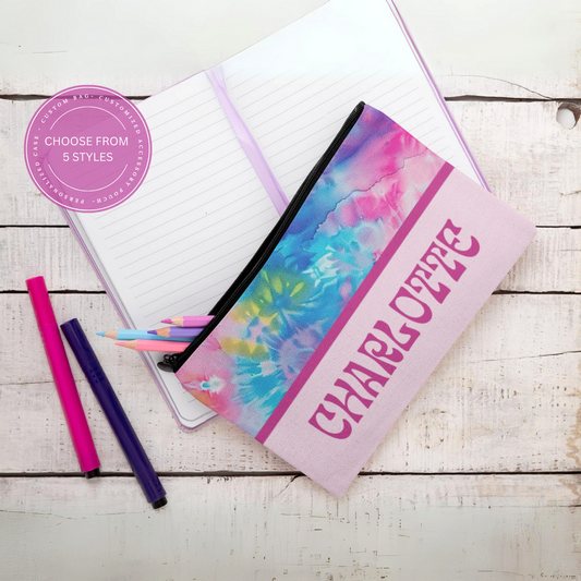 Personalized Tie Dye Pencil Case Back to School Gift