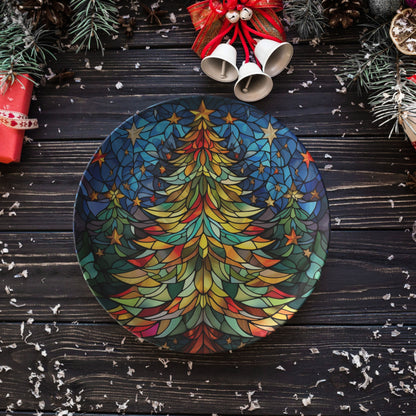 Thermosaf Polymer Plastic Christmas Tree Dinner Plate