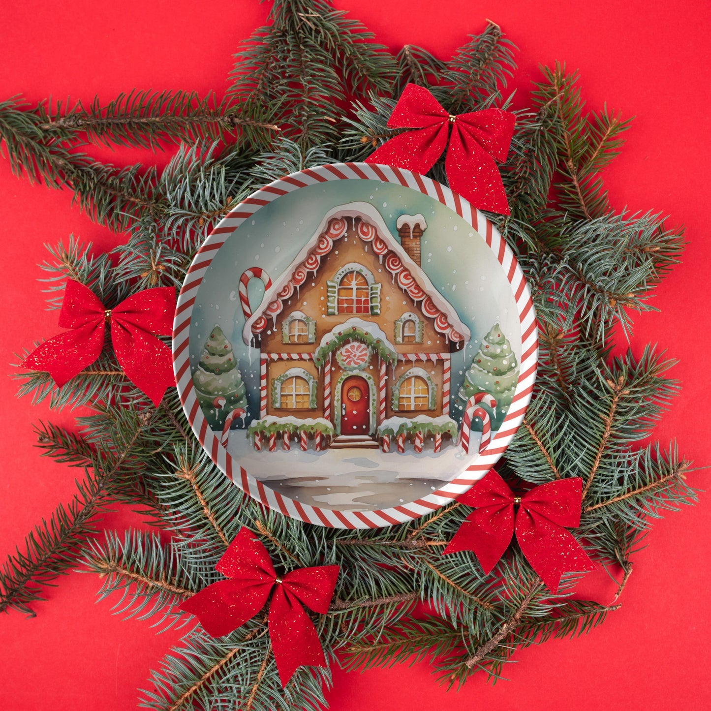 Gingerbread House Thermosaf Polymer Plastic Christmas Plate