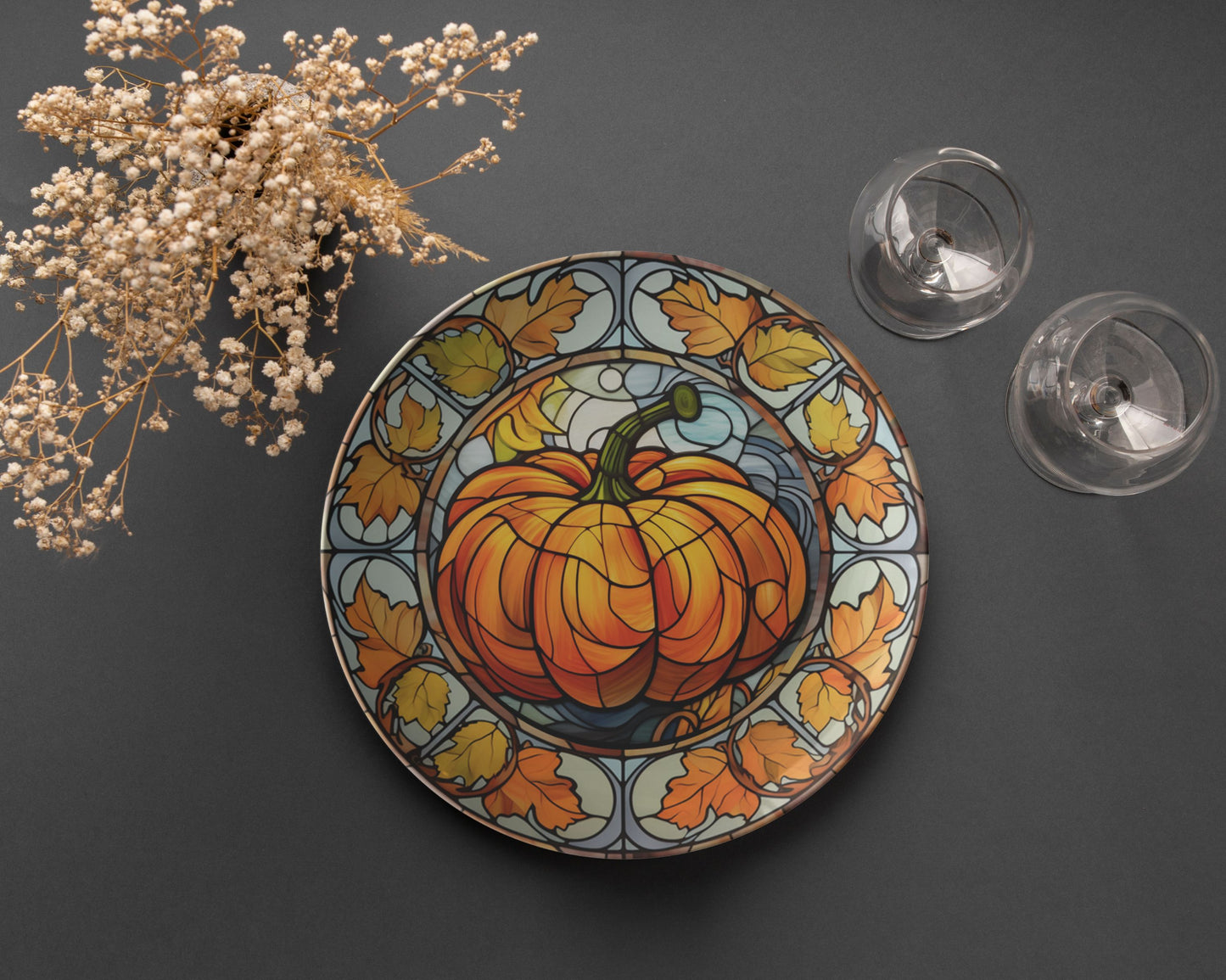 ThermoSaf Polymer Plastic Fall Pumpkin Plates