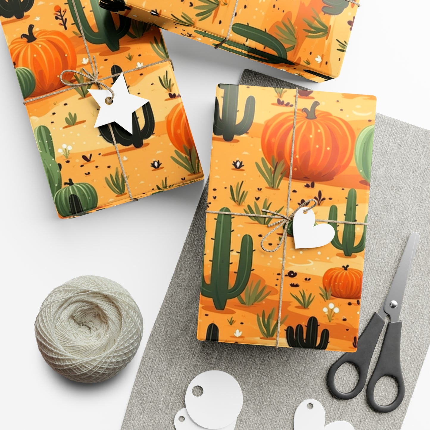 Western Wrapping Paper Roll Cactus Gift Wrap 6 Foot Roll Gift Wrapping Paper Halloween Pumpkin Wrapping Paper