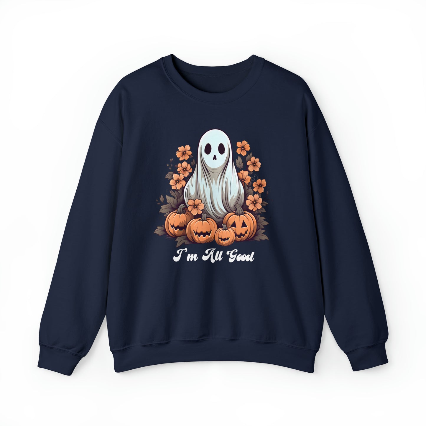 Retro Floral Ghost Sweatshirt, Retro Halloween Ghost Sweatshirt Groovy Ghost Shirt Floral Halloween Shirt Cute Ghost Spooky Season Shirt