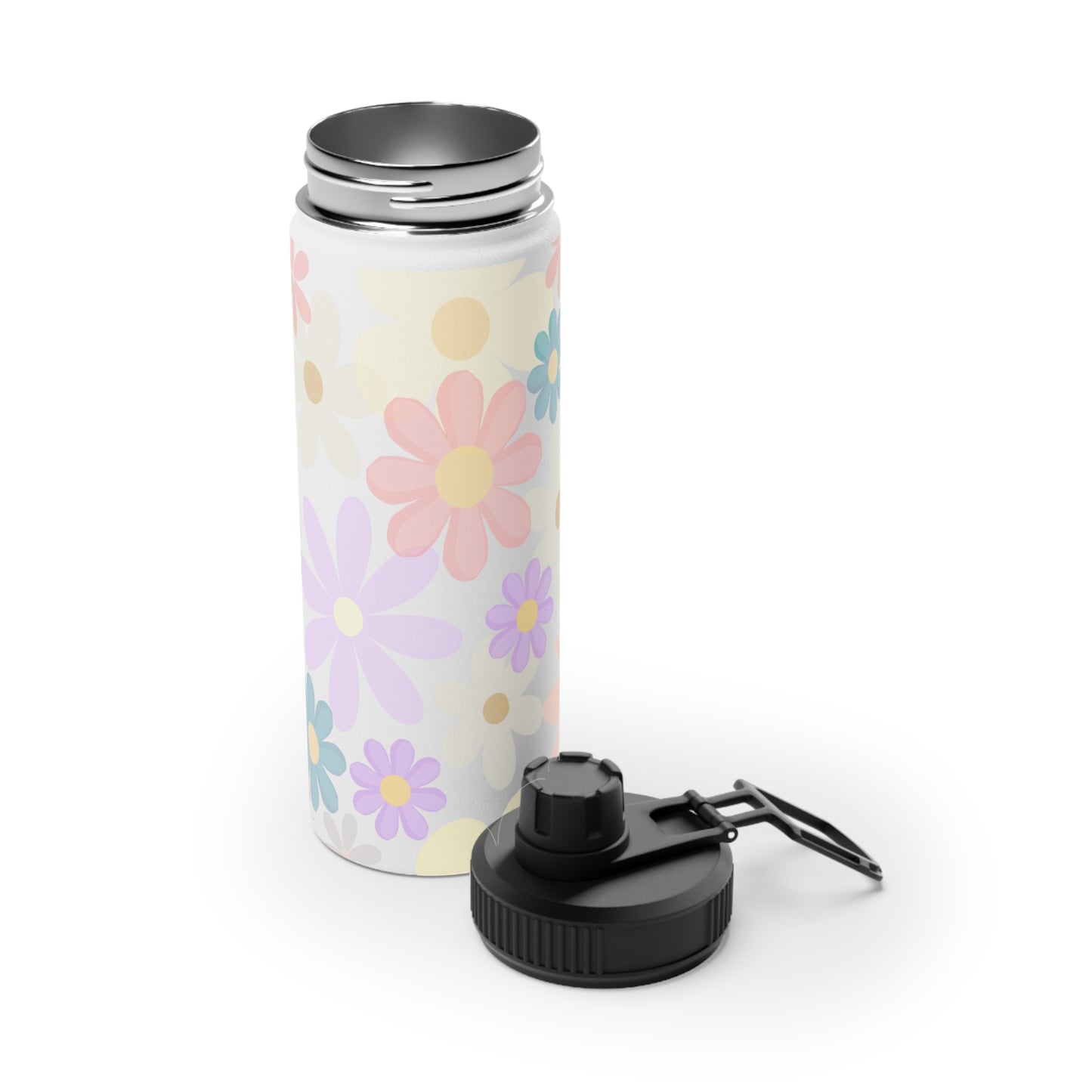 Stainless Steel Water Bottle Floral Water Bottle Gift for Her Pastel Summer Sports Bottle Travel Bottle Flowery Mom Gift Vacation Cup