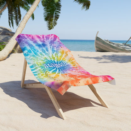 Personalized Retro Tie Dye Summer Beach Towel