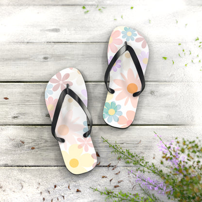 Flower Flip Flops Pastel Floral Beach Shoes Summer Gift for Her Beach Lover Gift Pool Shoes Summer Vacation Flip Flops Lake Shoes