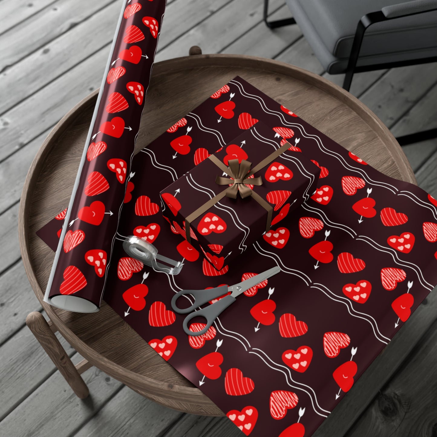 Red Hearts Valentines Day Wrapping Paper