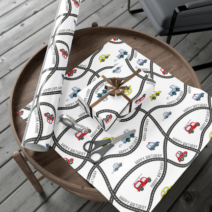 Car and Truck Birthday Wrapping Paper