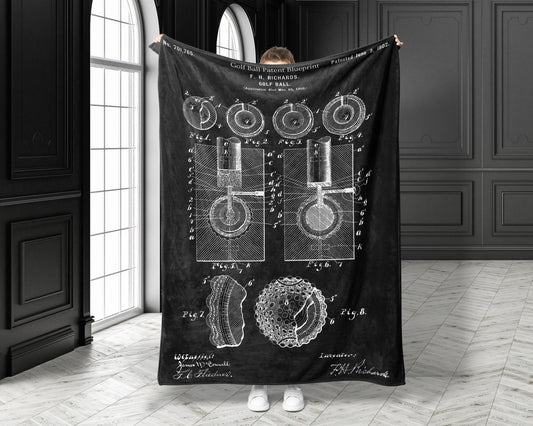 Golf Ball Patent Blanket Gift for Golfer